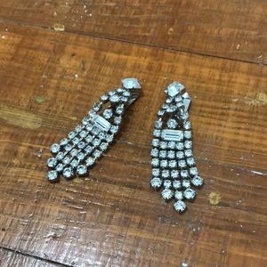 Vintage Diamond Chandelier Clip On Earrings